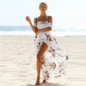 2020 Women Sexy floral Dress Summer Split  Maxi Beach Sundress Off Backless Dress Boho Long Dresses Vestidos Femme Party Long Dress