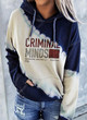Women Casual Tie Dye Letter Printing Long sleeve Loose Hooded Tops