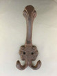Rustic Cast Iron Double Hook Victorian  wall decor. Towel hook Fancy Coat hook