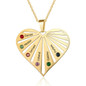 Beautiful Heart Pendant Necklace Personalized With 6 Names & Birthstones