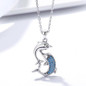 925 Sterling Silver Romantic Dolphins Pendant + Necklace