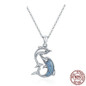 925 Sterling Silver Romantic Dolphins Pendant + Necklace