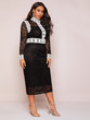 Plus Split Hem Two Tone Lace Dress
