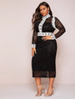 Plus Split Hem Two Tone Lace Dress