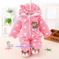 Newborn Baby Rompers 2017 Winter Warm Girls Clothing Coral Fleece Boy Clothes Cartoon Bear Hooded Down Snowsuit Infant Jumpsuits