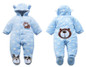 Newborn Baby Rompers 2017 Winter Warm Girls Clothing Coral Fleece Boy Clothes Cartoon Bear Hooded Down Snowsuit Infant Jumpsuits