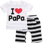 2pcs Toddler Infant Baby Boys Girls Short Sleeve T-shirt Tops+ Stripe Short Pants Outfits set