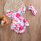2PCS Newborn Baby Girls Floral Clothing Ruffles Skirted Kids Jumpsuit Headband Infant Bebes Sunsuit Outfits Clothes
