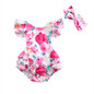2PCS Newborn Baby Girls Floral Clothing Ruffles Skirted Kids Jumpsuit Headband Infant Bebes Sunsuit Outfits Clothes