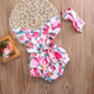 2PCS Newborn Baby Girls Floral Clothing Ruffles Skirted Kids Jumpsuit Headband Infant Bebes Sunsuit Outfits Clothes