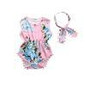 2PCS Newborn Baby Girls Floral Bodysuit Headband Sets Tassels Sleeveless SummerTops Sunsuit Headwear Clothes Infant Outfits