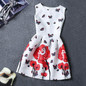 2XL Hot New Brand Spring Summer Plus Size Women Print Floral Vest Dress Sleeveless A Line Party Fashion Dresses Vestido De Festa