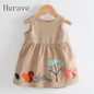 Hurave 2017 cartoon girls dress kids clothing Corduroy children summer fashion new brand dress princess baby girl clothes