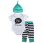 3Pcs Newborn Toddler Infant Baby Boys Girl Top T Shirt Bodysuit Pants Trouser Hat Outfit Casual Clothes