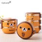 Keythemelife Cute bear Lunch boxs Multilayer Food Container Kids Thermal Bento Lunchbox Platic PP+304 Stainless Steel DA