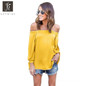 Kaywide Sexy off shoulder chiffon blouse shirt Girls loose summer blouse Slash Neck Women tops long sleeve autumn hollow blusas