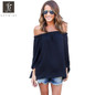 Kaywide Sexy off shoulder chiffon blouse shirt Girls loose summer blouse Slash Neck Women tops long sleeve autumn hollow blusas