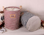 35x45cm Stripe Large Laundry Bag With Cover Cotton Washing Laundry Basket Dirty Clothing Bags Toy Storage Bag UIE640
