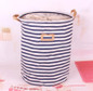 35x45cm Stripe Large Laundry Bag With Cover Cotton Washing Laundry Basket Dirty Clothing Bags Toy Storage Bag UIE640