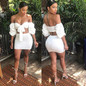 Wantmove women 2018 summer fashion off the shoulder 2 pieces mini dress puff sleeve tie-up sexy club wear dress for women JZ038