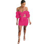 Wantmove women 2018 summer fashion off the shoulder 2 pieces mini dress puff sleeve tie-up sexy club wear dress for women JZ038