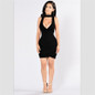 Wantmove ribbed sexy women 2018 autumn dress black sleeveless mock deep V neck fashion bodycon mini dresses for women XD678