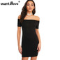 Wantmove 2018 summer wear women sexy off the shoulder mini dress bodycon club dresses for women fashion vestidos JZ014