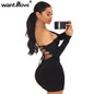 Wantmove 2018 summer dress sexy back lace up off the shoulder mini dress women bodycon club dresses fashion vestidos XD951