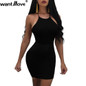 Wantmove 2018 summer dress sexy back lace up sleeveless mini dress women bodycon club dresses fashion vestidos JZ024