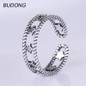 BUDONG Fashion Stars Twist Resizable Finger Band Open Party Ring Fine Jewelry Retro Thailand 925 Sterling Silver Rings for Women
