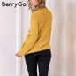 BerryGo Sexy V neck cross knitting winter sweater women Autumn pull knit casual jumper Fashion down sleeve pullover female 2017
