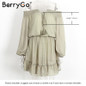 BerryGo Off shoulder long sleeve beach summer dress Short chiffon vintage dress women Ruffle sexy dress vestido de festa
