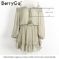 BerryGo Off shoulder long sleeve beach summer dress Short chiffon vintage dress women Ruffle sexy dress vestido de festa