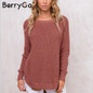 BerryGo Fashion side split knitting pullover Casual streetwear autumn winter sweater women 2017 elegant warm jumper pull femme