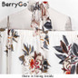 BerryGo Floral print chiffon blouse women tops Off shoulder halter cool long sleeve female blouse shirt Sexy loose white blusas