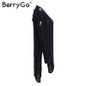 BerryGo Fashion autumn winter sweater women Sexy hollow out knitting pullover Side high split hole black jumper pull femme