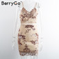 BerryGo Elegant evening party sequin dress Women sexy deep v neck bodycon dress short beach summer casual dress mesh vestidos