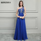 BEPEITHY Royal Blue Chiffon Long Prom Dresses 2017 One Shoulder Lace Vintage Evening Dress Vestidos De Festa