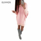 ELSVIOS High Quality Winter Autumn Women Dress 2017 Fashion Tight Long Sleeve O Neck Mini Dress Casual Solid Loose Comfy Dresses