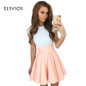 ELSVIOS Cute 9 colors A-line Lace dress short sleeve O Neck ladies summer dress 2017 Fashion women High-grad party Mini dresses