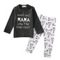 Newborn Baby Boy Girl Clothes Tops Mama Letter Print Cotton T-shirt+Arrow Geometric Pants Leggings 2pcs Outfits Baby Set 0-24M