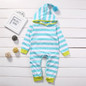 Newborn Baby Boy Girl Clothes Long Sleeve Striped Hooded Romper Jumpsuit Outfits Playsuit