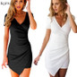ROPALIA Women Slim Fitted Bodycon Mini Dress Wrap Dress Evening Party Mini Dress Sexy Vestidos