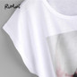 ROMWE Pattern Print White T-Shirt Casual Tee Women Short Sleeve Brief Summer Tops 2018 Fashion New Female Funny O Neck T-Shirt