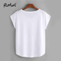 ROMWE Pattern Print White T-Shirt Casual Tee Women Short Sleeve Brief Summer Tops 2018 Fashion New Female Funny O Neck T-Shirt