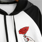 ROMWE Contrast Striped Sleeve Hoodies Women Rose Print Hoodie Patchwork Sweatshirt 2017 Autumn New Graphic Long Sleeve Hoodies
