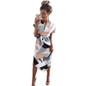 2018 Summer Dress Women Print V Neck Short Sleeve Robe Female Dresses Casual Sashes Midi Dress Ladies Elegant Vestidos Dropship