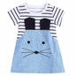 2018 Striped Patchwork Character Girl Dresses Sleeve Cute Mouse Children Clothing Kids Girls Dress Denim Kids Clothes 2-7Y