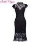 Belle Poque Ladies Summer robe Vintage Bodycon Black Lace Gothic Dress 2017 Women Retro Ruffle Sexy Mermaid Cocktail Party Dress