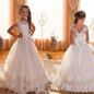 Beauty-Emilyt White/Ivory Lace Flower Girl Dresses 2017 for Weddings First Communion Dresses for Girls Lace up Back